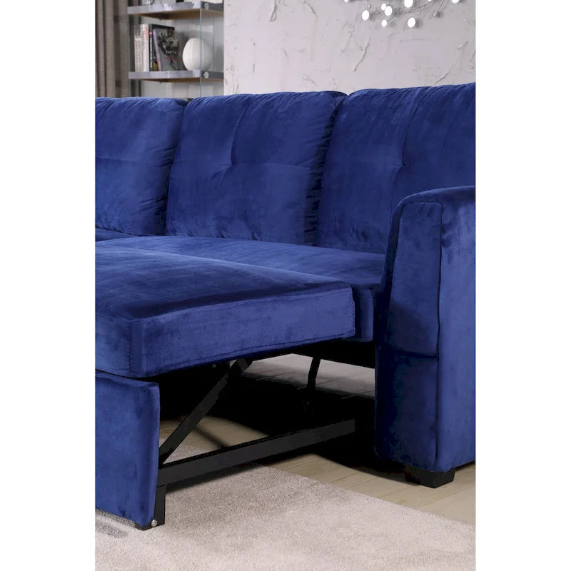 231-cm-Sofa mit Samtbezug, wendbar, umbaubar, mit Stauraum und Schlaffunktion
