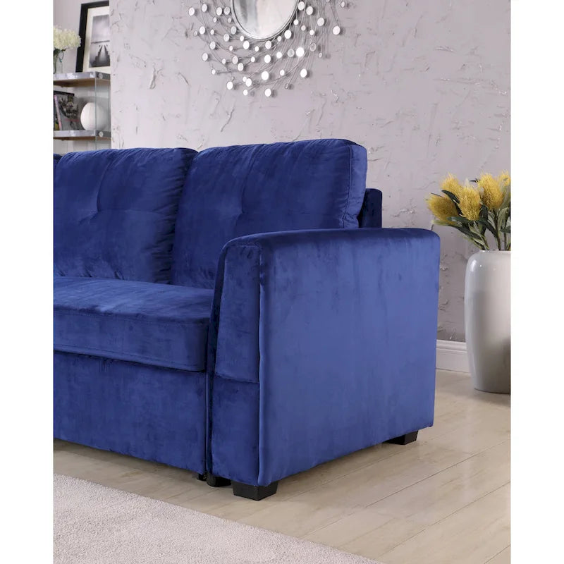 231-cm-Sofa mit Samtbezug, wendbar, umbaubar, mit Stauraum und Schlaffunktion