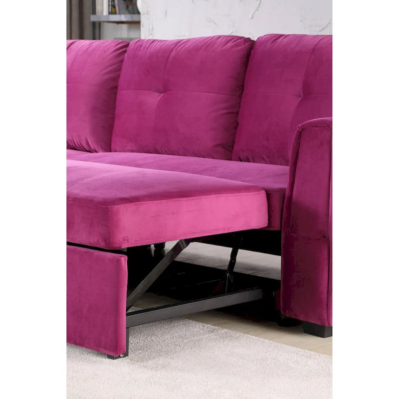 231-cm-Sofa mit Samtbezug, wendbar, umbaubar, mit Stauraum und Schlaffunktion