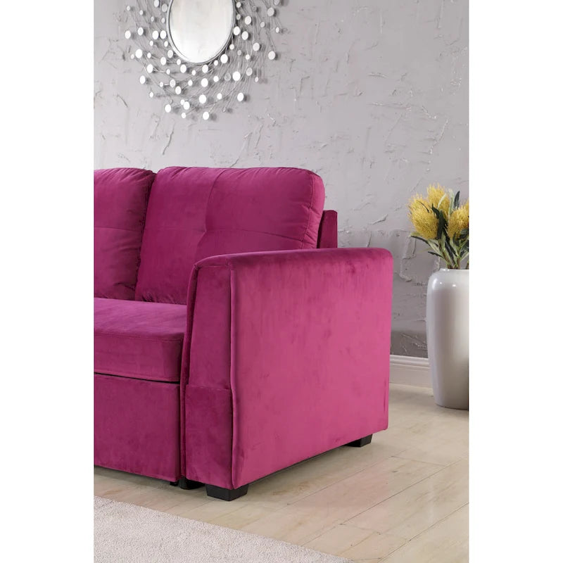 231-cm-Sofa mit Samtbezug, wendbar, umbaubar, mit Stauraum und Schlaffunktion
