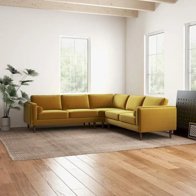Flavia Mid-Century Modern Ecksofa mit losem Rückenkissen, symmetrisch