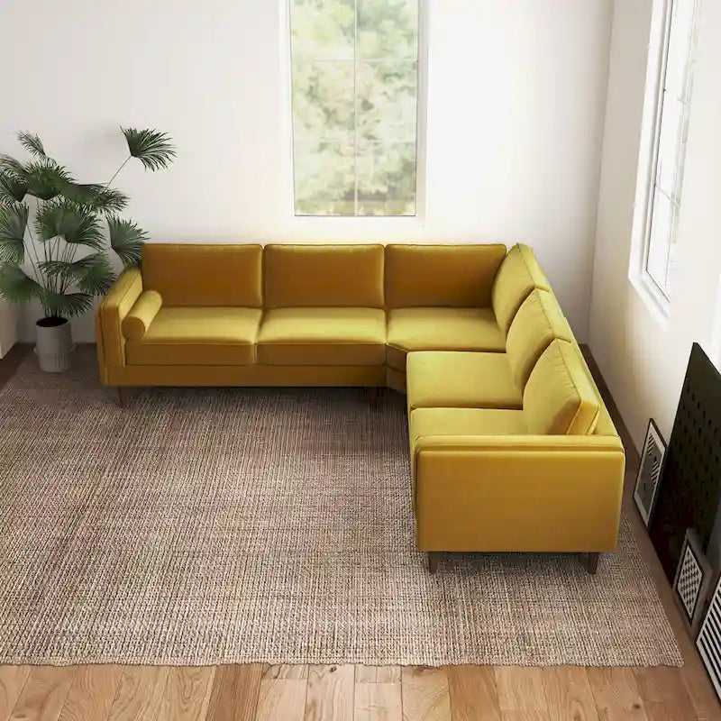 Flavia Mid-Century Modern Ecksofa mit losem Rückenkissen, symmetrisch