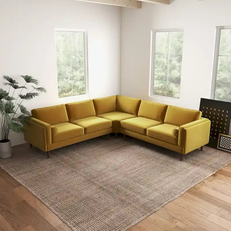 Flavia Mid-Century Modern Ecksofa mit losem Rückenkissen, symmetrisch