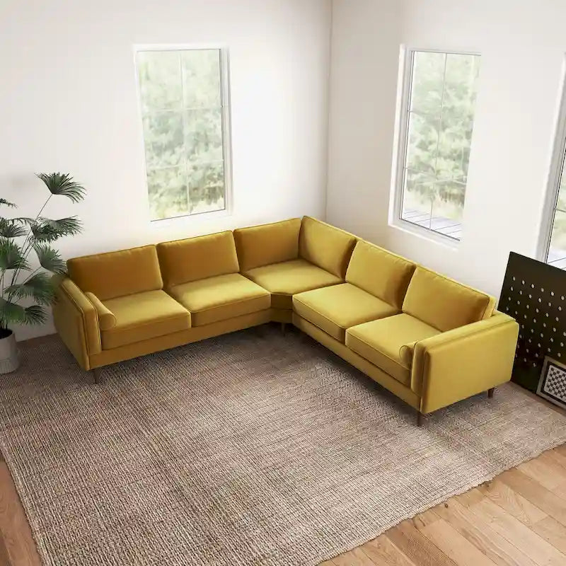 Flavia Mid-Century Modern Ecksofa mit losem Rückenkissen, symmetrisch