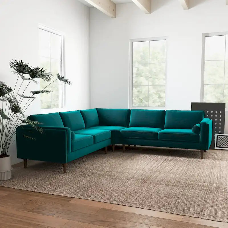 Flavia Mid-Century Modern Ecksofa mit losem Rückenkissen, symmetrisch