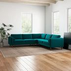 Flavia Mid-Century Modern Ecksofa mit losem Rückenkissen, symmetrisch