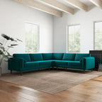Flavia Mid-Century Modern Ecksofa mit losem Rückenkissen, symmetrisch