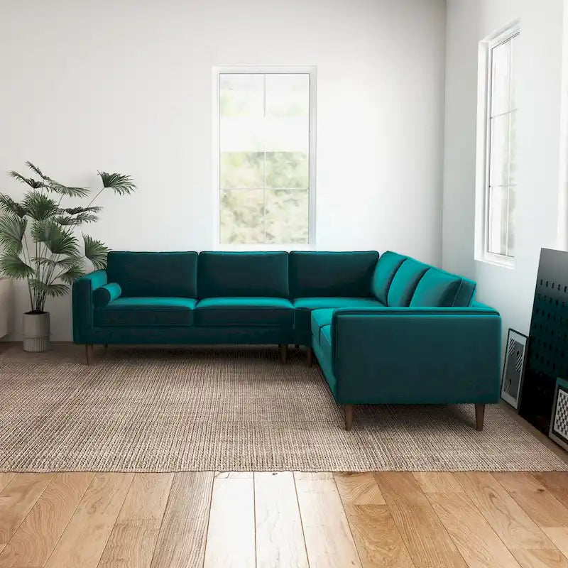 Flavia Mid-Century Modern Ecksofa mit losem Rückenkissen, symmetrisch