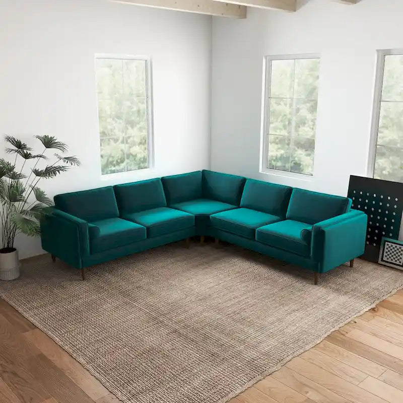 Flavia Mid-Century Modern Ecksofa mit losem Rückenkissen, symmetrisch