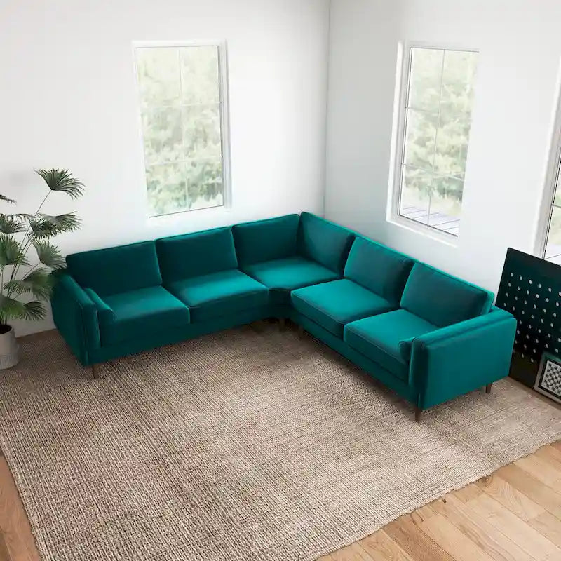 Flavia Mid-Century Modern Ecksofa mit losem Rückenkissen, symmetrisch