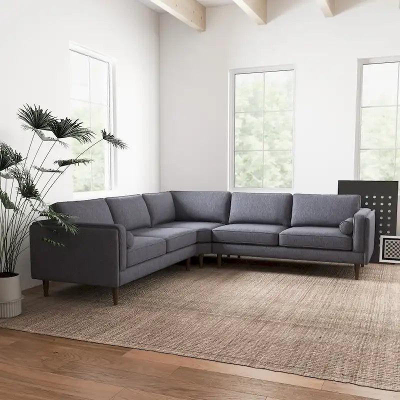 Flavia Mid-Century Modern Ecksofa mit losem Rückenkissen, symmetrisch