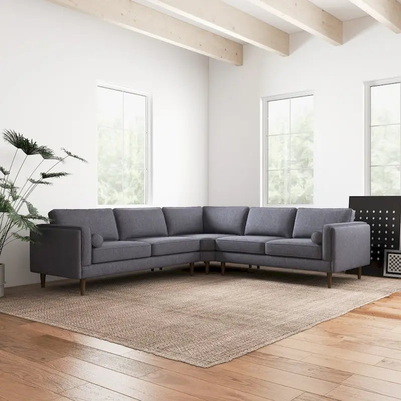 Flavia Mid-Century Modern Ecksofa mit losem Rückenkissen, symmetrisch