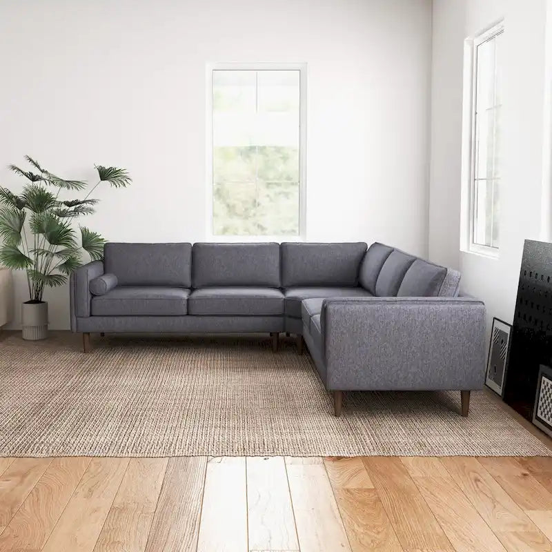 Flavia Mid-Century Modern Ecksofa mit losem Rückenkissen, symmetrisch