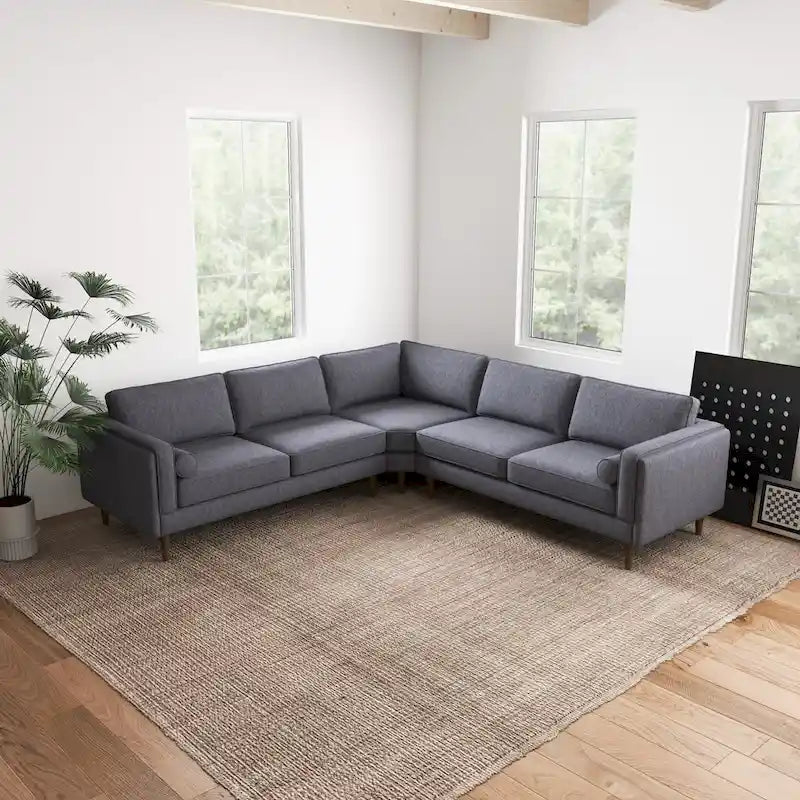 Flavia Mid-Century Modern Ecksofa mit losem Rückenkissen, symmetrisch