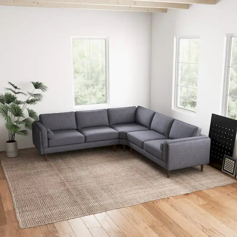 Flavia Mid-Century Modern Ecksofa mit losem Rückenkissen, symmetrisch