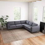 Flavia Mid-Century Modern Ecksofa mit losem Rückenkissen, symmetrisch
