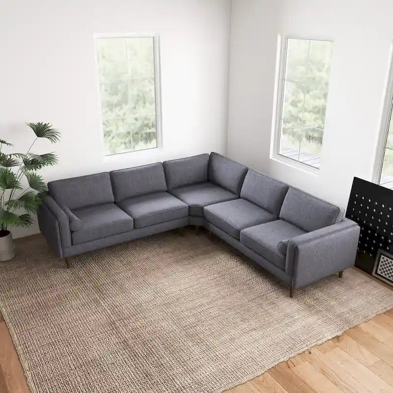Flavia Mid-Century Modern Ecksofa mit losem Rückenkissen, symmetrisch