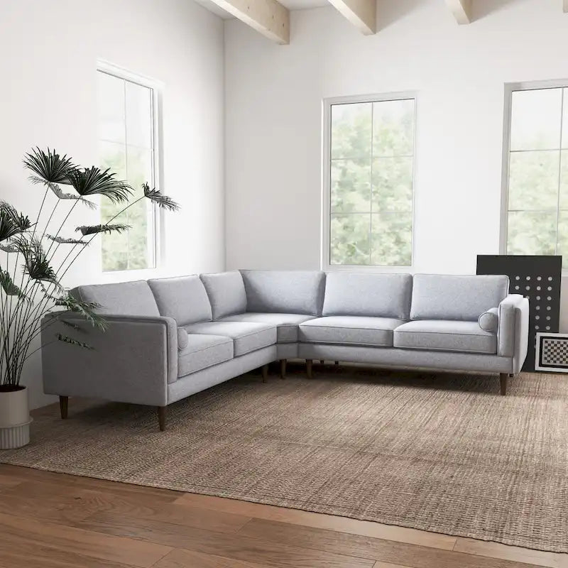 Flavia Mid-Century Modern Ecksofa mit losem Rückenkissen, symmetrisch