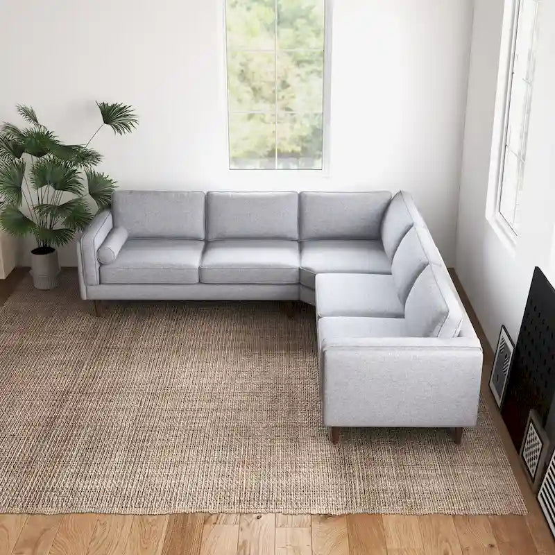 Flavia Mid-Century Modern Ecksofa mit losem Rückenkissen, symmetrisch