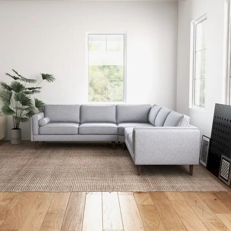 Flavia Mid-Century Modern Ecksofa mit losem Rückenkissen, symmetrisch