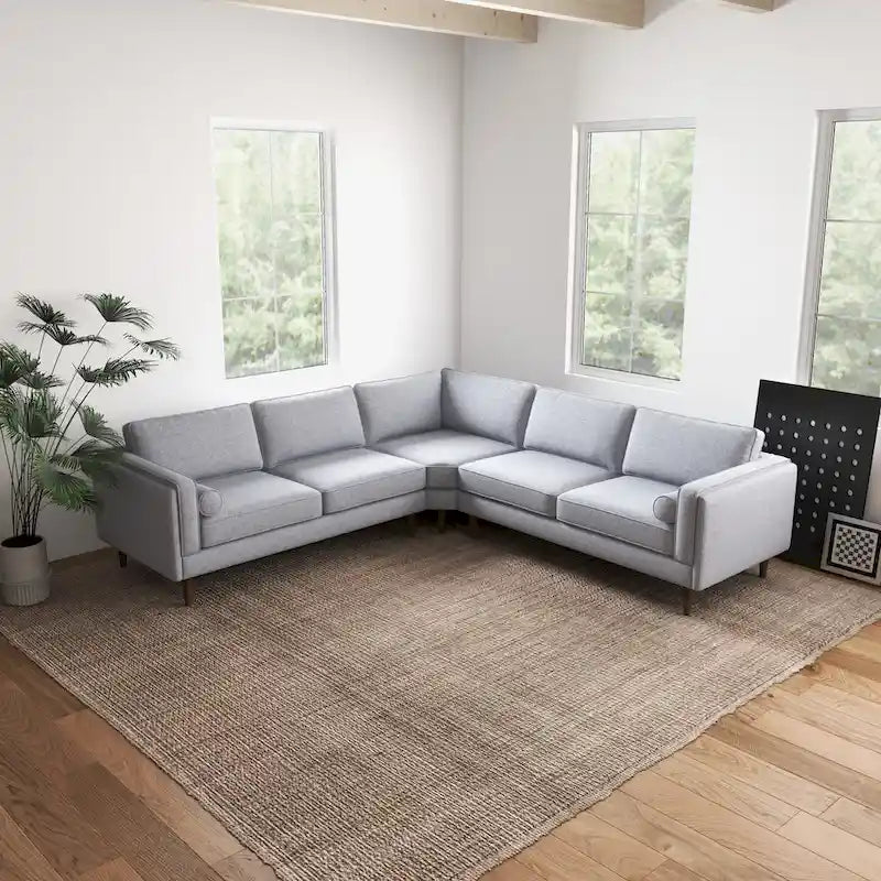 Flavia Mid-Century Modern Ecksofa mit losem Rückenkissen, symmetrisch