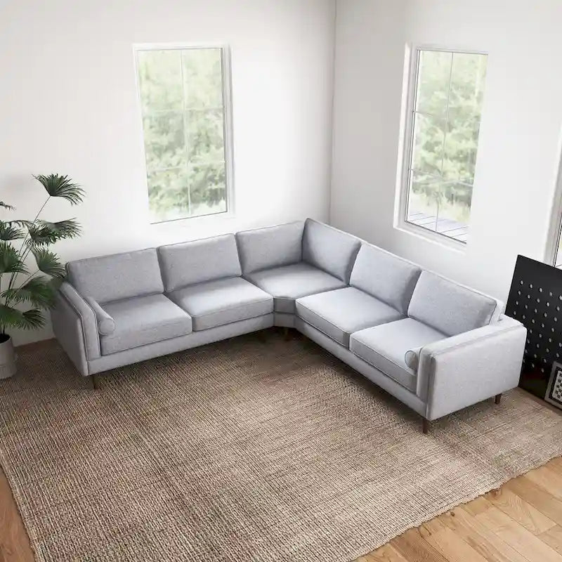 Flavia Mid-Century Modern Ecksofa mit losem Rückenkissen, symmetrisch