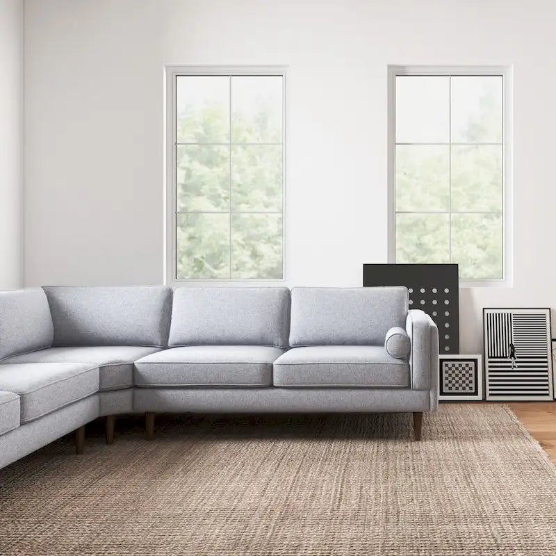 Flavia Mid-Century Modern Ecksofa mit losem Rückenkissen, symmetrisch