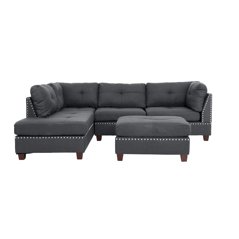 Bobkona Chaise Polsterbezogene, 3-teilige, umkehrbare Ecksofa-Garnitur