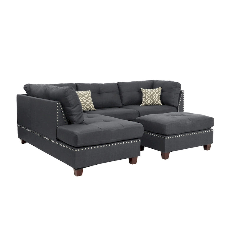 Bobkona Chaise Polsterbezogene, 3-teilige, umkehrbare Ecksofa-Garnitur