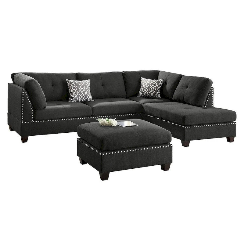 Bobkona Chaise Polsterbezogene, 3-teilige, umkehrbare Ecksofa-Garnitur