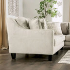 Swik Ecksofa von Furniture of America, L-förmig, aus elfenbeinfarbenem Chenille, modern