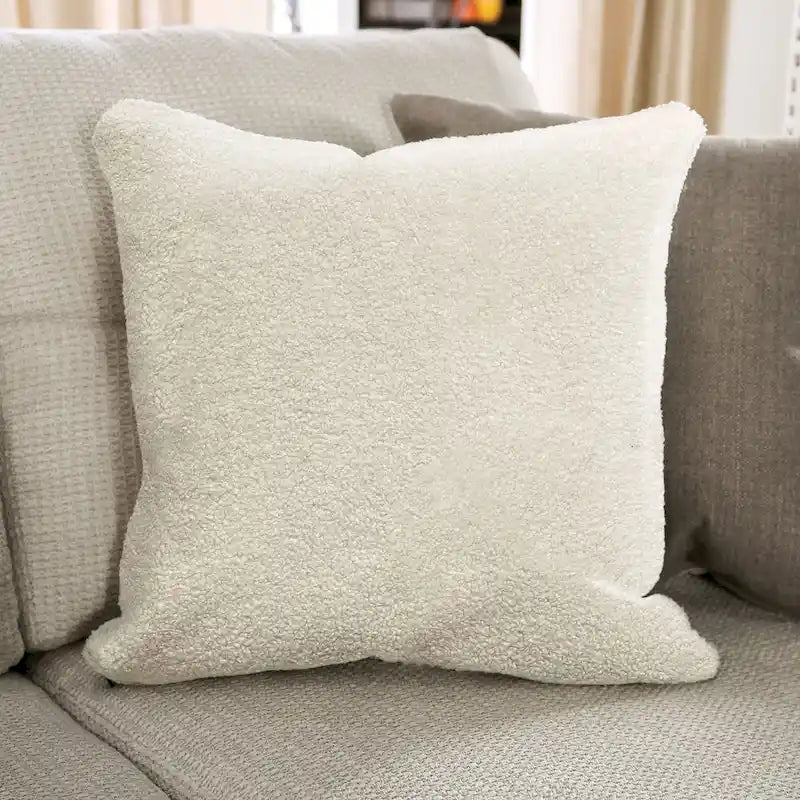Swik Ecksofa von Furniture of America, L-förmig, aus elfenbeinfarbenem Chenille, modern