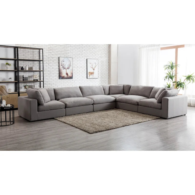 Roundhill Furniture Rivas Zeitgenössisches 6-teiliges Modulsofa mit Federfüllung