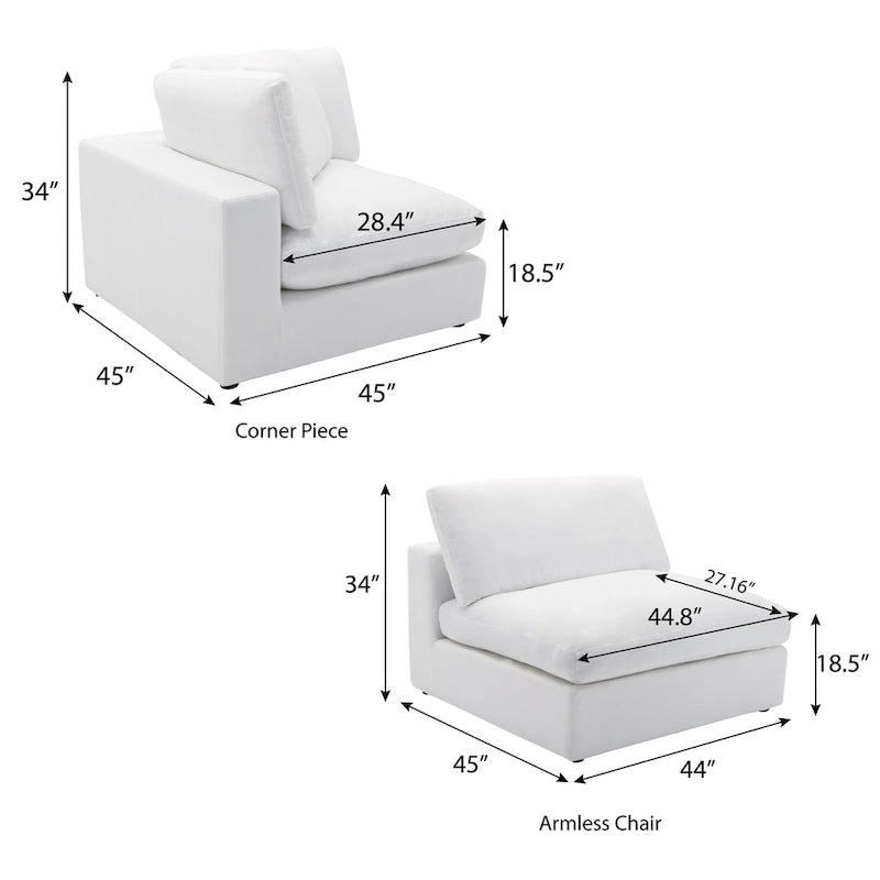 Roundhill Furniture Rivas Zeitgenössisches 6-teiliges Modulsofa mit Federfüllung