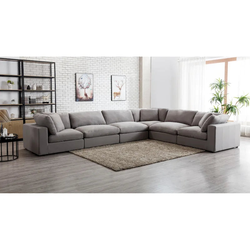 Roundhill Furniture Rivas Zeitgenössisches 6-teiliges Modulsofa mit Federfüllung