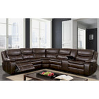 Furniture of America Sory Übergangs-Ecksofa aus Kunstleder mit Relaxfunktion