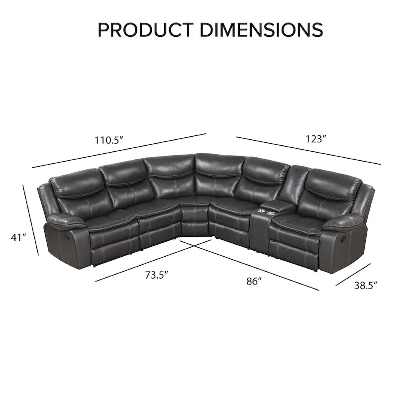 Furniture of America Sory Übergangs-Ecksofa aus Kunstleder mit Relaxfunktion