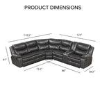 Furniture of America Sory Übergangs-Ecksofa aus Kunstleder mit Relaxfunktion