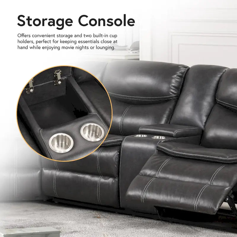 Furniture of America Sory Übergangs-Ecksofa aus Kunstleder mit Relaxfunktion