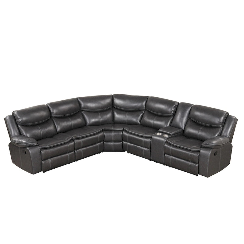 Furniture of America Sory Übergangs-Ecksofa aus Kunstleder mit Relaxfunktion