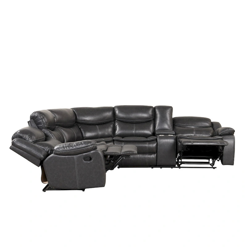 Furniture of America Sory Übergangs-Ecksofa aus Kunstleder mit Relaxfunktion