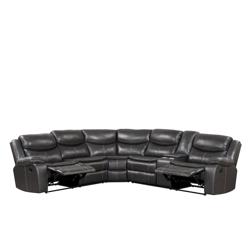 Furniture of America Sory Übergangs-Ecksofa aus Kunstleder mit Relaxfunktion