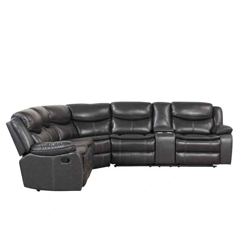 Furniture of America Sory Übergangs-Ecksofa aus Kunstleder mit Relaxfunktion