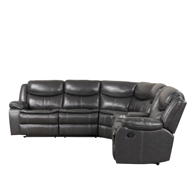 Furniture of America Sory Übergangs-Ecksofa aus Kunstleder mit Relaxfunktion