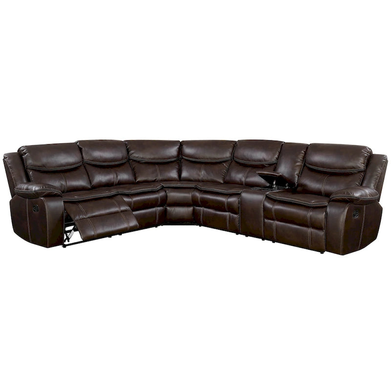 Furniture of America Sory Übergangs-Ecksofa aus Kunstleder mit Relaxfunktion