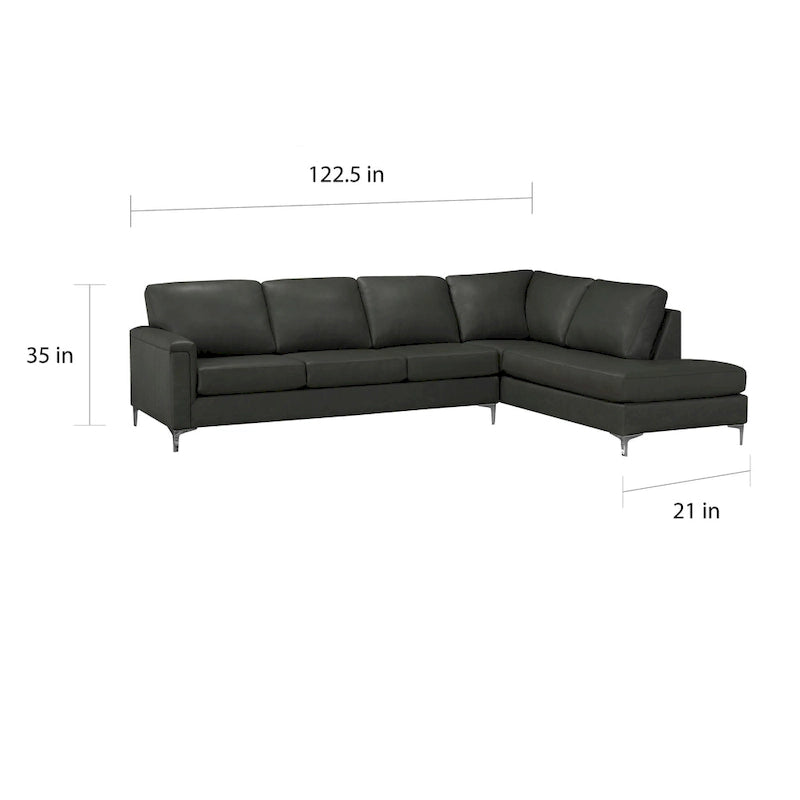 Malibu Ecksofa aus Narbenleder - 122,5 x 85 x 36,5 x 35