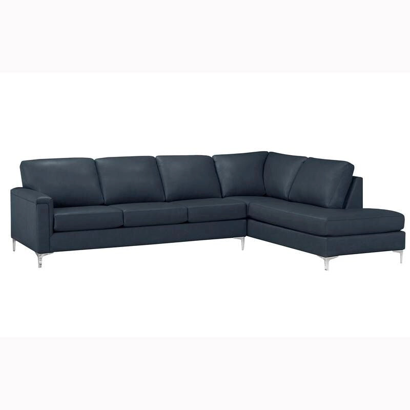 Malibu Ecksofa aus Narbenleder - 122,5 x 85 x 36,5 x 35