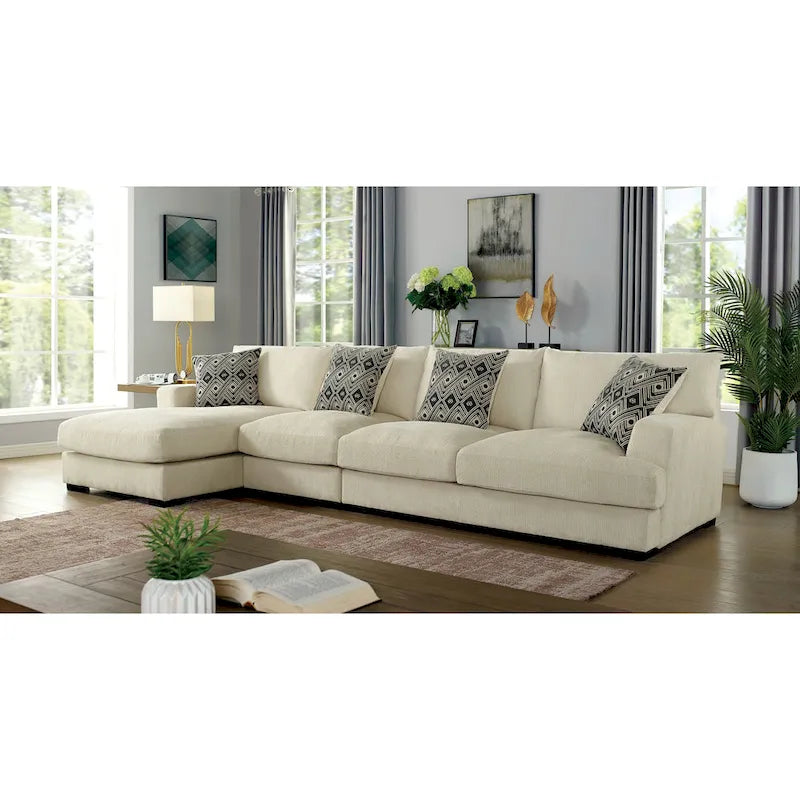 Kintra Zeitgenössisches Chenille-gepolstertes großes L-förmiges Ecksofa von Furniture of America