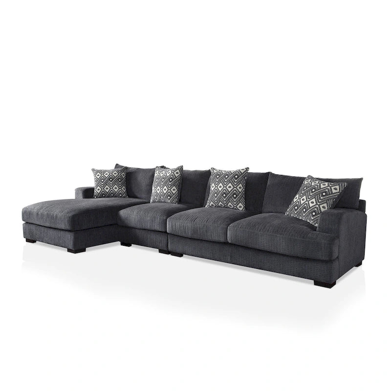 Kintra Zeitgenössisches Chenille-gepolstertes großes L-förmiges Ecksofa von Furniture of America