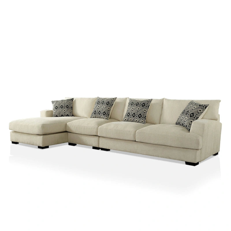 Kintra Zeitgenössisches Chenille-gepolstertes großes L-förmiges Ecksofa von Furniture of America